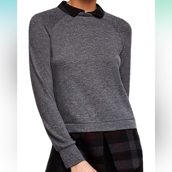 BCBGeneration Sweaters - BCBGeneration Gray Plaid Hem Sweater